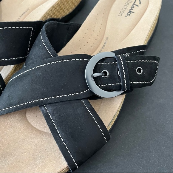 Clark’s Collection Black Reileigh Leatger Slip On Sandals - Picture 4 of 16